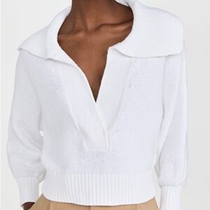 Bronchu Walker Women’s Marlowe Cropped Sweater Deep V Neck Collar White Size XS